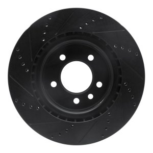 Land Rover Range Rover Sport Brake Rotor (1) - Rear Right - R1 Concepts - Drilled & Slotted - Black - `18-`20